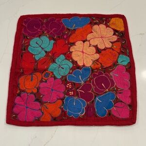 Mexican floral embroidered pillow cover